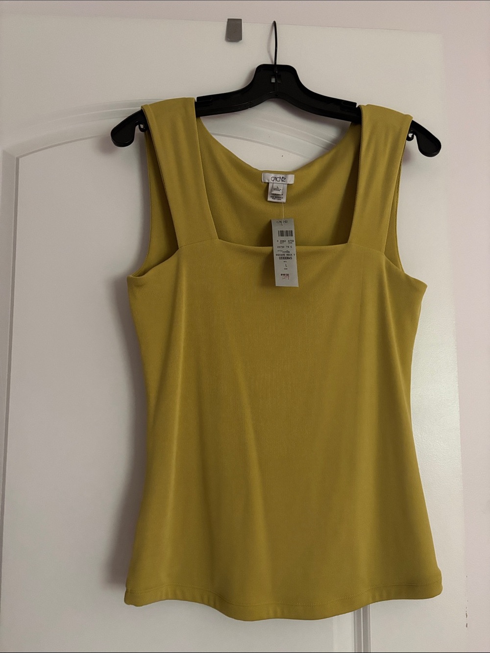 Vintage NWT Cache Alfani Mustard Square Neck Tank Top - size L